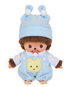 Sekiguchi Monchhichi Bebichhichi Plush Toy Boy Blue Bear 16.5cm NEW Japan - Picture 1 of 5