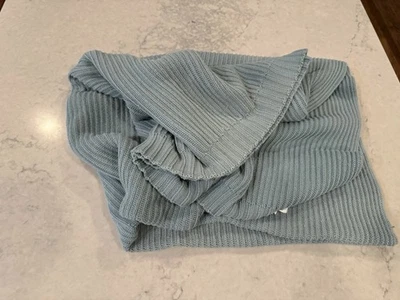 Pottery Barn Ribbed Throw 50” X 70”, Blue/Green - Image 1 of 4