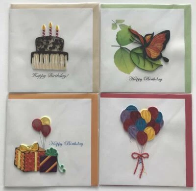 TARJETAS TEMÁTICAS DE CUMPLEAÑOS PLUMA/QUILLING FUENTE DE PAPEL-NUEVAS-VENDIDAS INDIVIDUALMENTE Foto 1 de 4