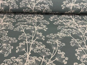 Hedgerow Cow Parsley Green Blue Linen 140cm wide Curtain/Upholstery Fabric - Picture 1 of 6