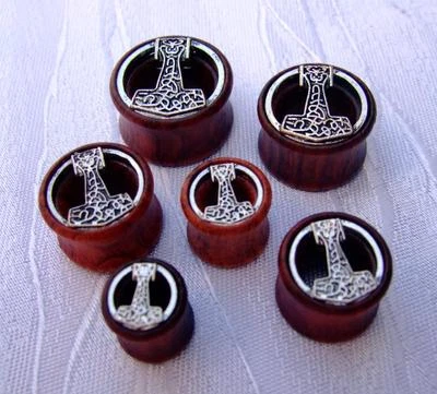 THORS HAMMER TUNNEL PLUG HOLZ NORDIC WIKINGER VIKING ODIN  8MM - 20 MM - Bild 1 von 4