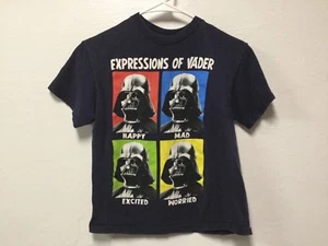 Boys Graphic T-Shirt Size 10/12 Dark Blue Star Wars Darth Vader Fifth Sun 177 - Picture 1 of 4