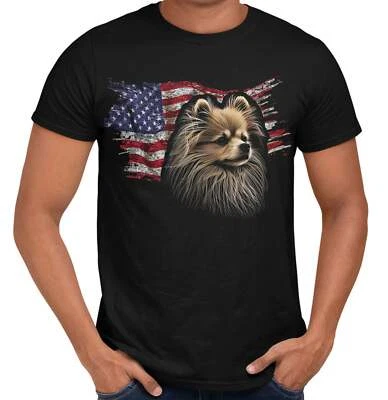 Patriotic Pomeranian American Flag - Adult Unisex T-Shirt - Image 1 of 4