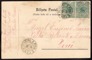 1273 POSTAL DE BRASIL A PERÚ - LARGO DO THESOURO - 1905 SAO PAULO - LIMA - Imagen 1 de 2