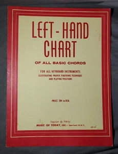 Left-hand Chart Of All Basic Chords for Keyboard, Music of Today 1956, VG- - Picture 1 of 3