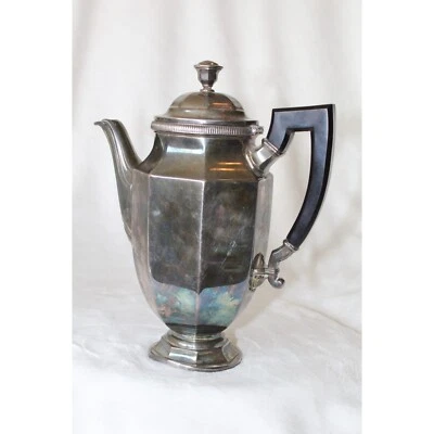 Antigua jarra chapada en plata Christofle Francia agua caliente mango madera art déco Foto 1 de 4