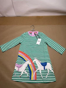 Joules Rosalee A-Line Horse & Rainbow Green Long Sleeve Dress Girls Size 4Y - Picture 1 of 5