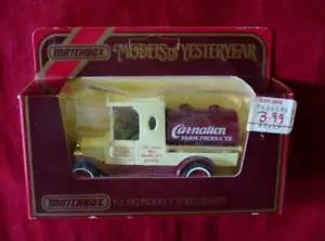 Matchbox Lesney - Models of Yesteryear Y-3 1912 Model "T" FORD TANKER Carnation - Picture 1 of 3