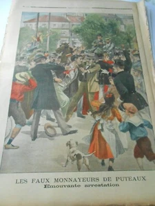 1902 Les faux monnayeurs de puteaux Arrestation Illustration Gravure - Imagen 1 de 1