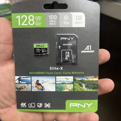 PNY Elite-X 128GB MicroSDXC Flash Card (P-SDU128U3WX-GE) - Image 1 of 2