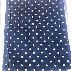 Pottery Barn Modern Polka Dot Table Runner Blue Denim White 17x88” Cotton - Picture 1 of 8