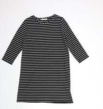 George Womens Black Striped Polyester Basic T-Shirt Size 12 Round Neck
