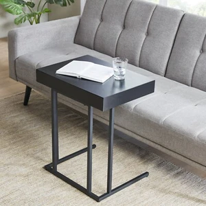 C-Shape Sofa Side Laptop Table,Small Wood Drawer End Table Bedside Nightstand - Picture 1 of 6
