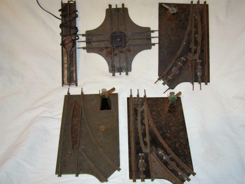 Vintage Marx Toy Train Manual Switch 2 Left & 1 Right hand + Cross Track & More - Image 1 of 1