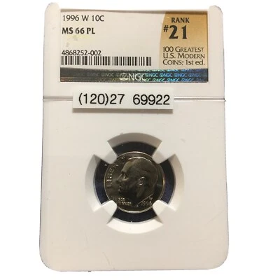 1996W Roosevelt dime MS 66PL - Image 1 of 3