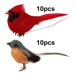 Christmas Cardinal Clip on Tree Ornaments Bird Decorations Pack of 10 Artificial - Picture 1 of 7