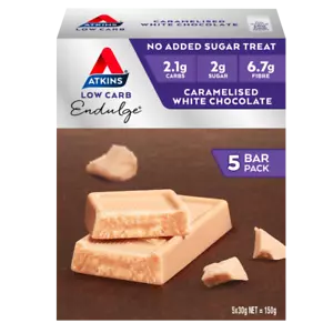 Atkins Caramelised White Chocolate Bars 5 x 30g Low Carb Endulge NET 150g - Picture 1 of 1