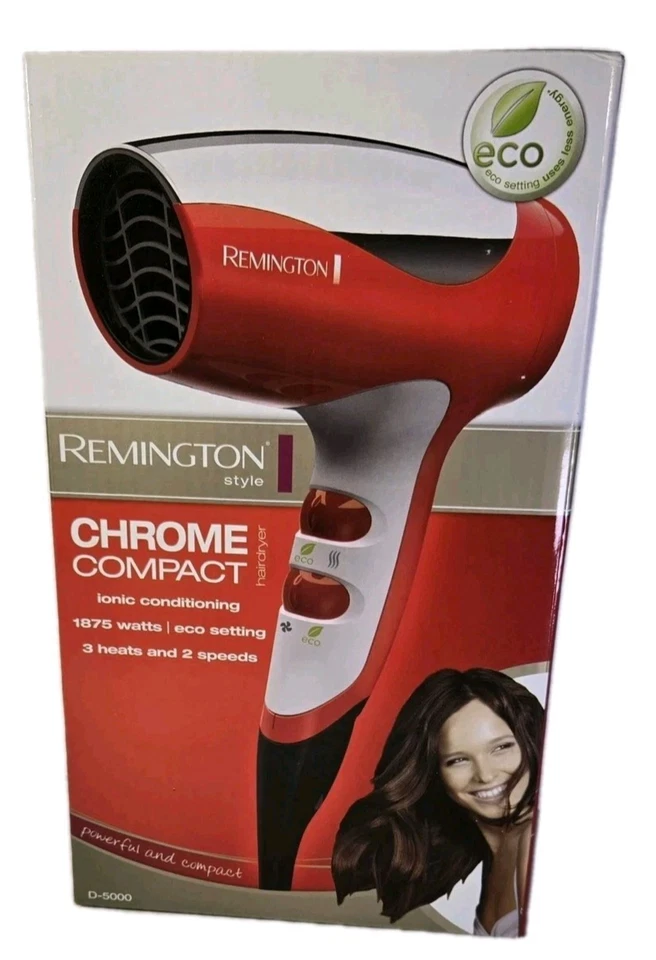 NEW - Remington D-5000 Compact Ionic Travel Hair Dryer - 1875 W - 3 Heat Setting - Image 1 of 3