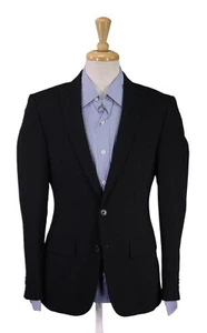 John Varvatos Solid Black 2-Btn Peak Lapel Slim Fit Wool Blazer Jacket 36R - Picture 1 of 9