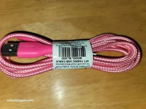 Wireless Gear 6Ft  USB to Micro Braided Fabric Charging Cable Pink - Picture 1 of 2