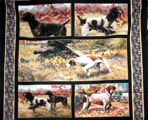 MULTIPLE HUNTING DOGS PANEL FROM SPRINGS - 100% COTTON FABRIC - Picture 1 of 4