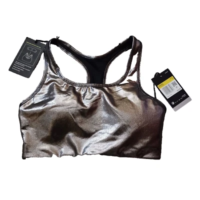 Nike Swoosh Sports Bra Womens Small Icon Clash Shimmer DM0913 010 NWT $40 - Image 1 of 4