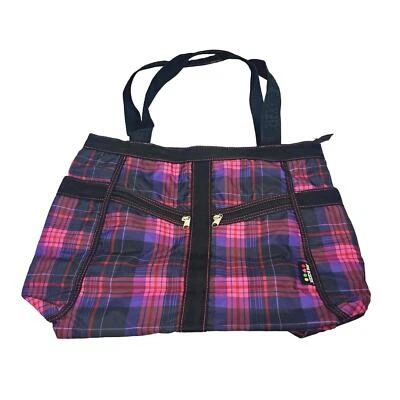 Cartera Boxer Joe Vintage Púrpura Negra Rosa Bandolera a Cuadros Sobre Bolso de Hombro Foto 1 de 4