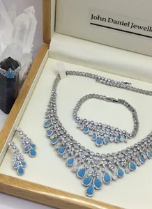 From The Iconic Collection Turquoise & 5A Cubic Zirconia 18KGP 4 x Necklace Set - Picture 1 of 12