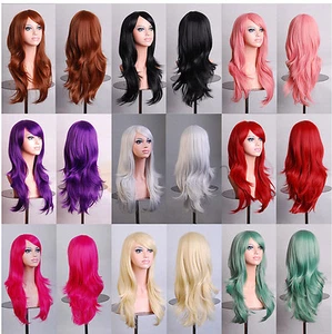 Sexy 70cm Full Curly Wigs Cosplay Costume Anime Party Hair Wavy Fashion Long Wig - Picture 1 of 13