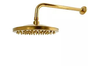 Traditional Gold 8" Round Rain Shower Head Arm Wall Mounted WELS - Picture 1 of 21