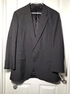 robert stock Men's Sz 44L Charcoal Gray Striped Pure Wool Sport Coat - Picture 1 of 10