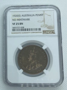 1920(S) Australia Penny - No Mintmark - NGC VF 25 BN - Picture 1 of 4