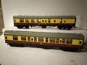 OO gauge HORNBY DUBLO 2x Western Region Brown Cream Coach 4050 15870 34290 - Picture 1 of 3