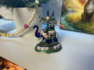 Vintage Indian Elephant Enamel on Silver Figure ~ 2.75" Tall T2 - Picture 1 of 7