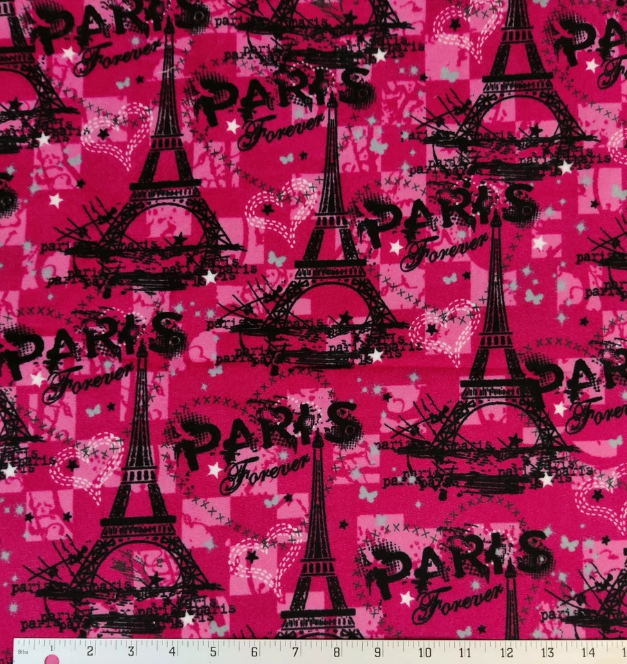 Paris Eiffel Tower Hot Pink Microfiber Fleece Hobby Lobby Brother Sister 78 x 58 - Image 1 of 1
