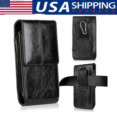 Vertical Leather Cell Phone Pouch Holster Mobile Phone Belt Clip Cover Case US - Image 1 of 4