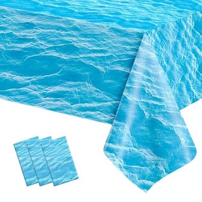 3 Piezas Mantel Océano Onda Plástico Impresión Agua Mantel Desechable Azul U... Foto 1 de 4