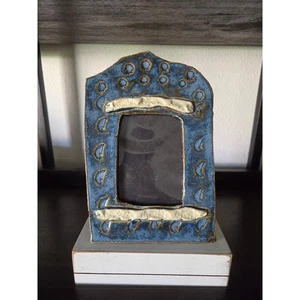 MAM Studio Keramik Rahmen 9x6" blau weiß glasierte Keramik Handarbeit Vintage - Bild 1 von 8