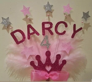 Personalised Customised Princess Tiara Birthday Cake Topper Decoration - Picture 1 of 1