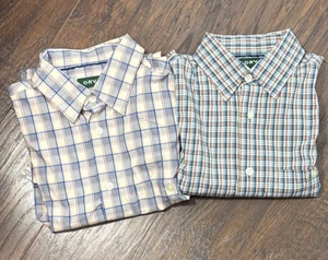 Lot of 2 Orvis Men's Medium Plaid Performance Long-Sleeve Button Down Shirt - Picture 1 of 14