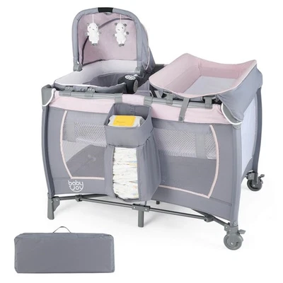 5 in 1 Bedside Bassinet w/ Diaper Changer Lockable Wheels & Travel Bag for Baby - Image 1 of 4