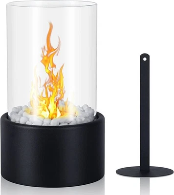 GARTEN INDOOR OUTDOOR TISCH KAMIN FEUERSTELLE GELKAMIN GLAS OFEN Freistehender Bio-Ethanol Standkamin Dekokamin Kaminofen anthrazit mit Zubehör
