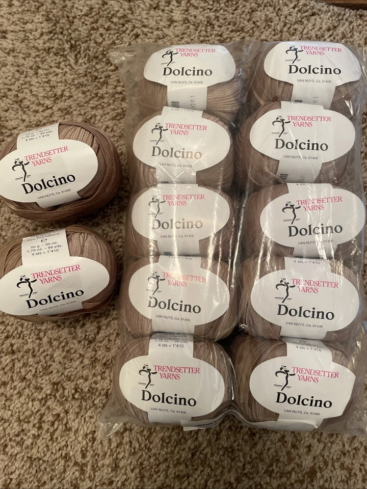 Trendsetter Dolcino color topo tostado #2 acrílico poliamida cinta hilo lote de 12 Foto 1 de 4
