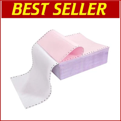 Continuous Feed 2-Part Paper 11x9.5 Inches, 1000 Sheets, Jam-Free for Invoices - Image 1 of 4