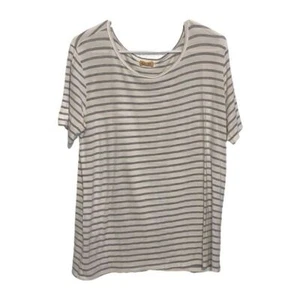 Piko 1988 Light Gray and While Striped Tee T-Shirt Size Medium Soft Comfortable - Picture 1 of 5