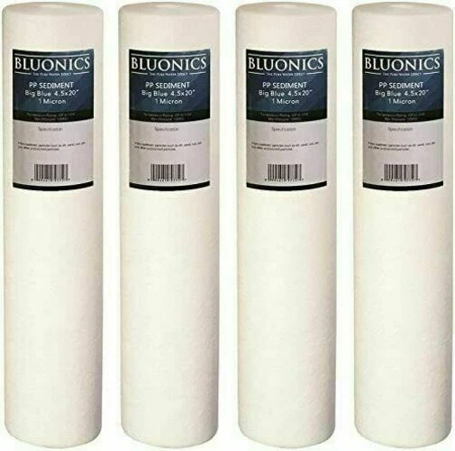 Bluonics 4pc Sediment Water Filters 4.5" x 20" (1 Micron) Replacement Cartridges - Image 1 of 4
