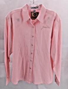 Camisa John Deere Para Mujer Rosa Talla: M Rosa Manga Larga Botón Frontal Bordado - Imagen 1 de 4