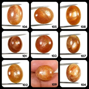 Piedra preciosa cabujón ovalada ojo de gato piedra solar naranja sin tratar 100 % natural sin calefacción. - Imagen 1 de 34
