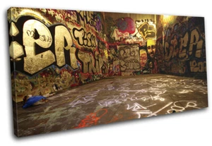 Urban Street Grunge Grime Gold Graffiti SINGLE CANVAS WALL ART Picture Print - Picture 1 of 1