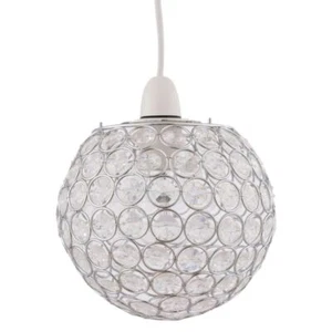 Modern Acrylic Crystal Jewelled Globe Easy Ceiling Light Shade Pendant - Picture 1 of 5